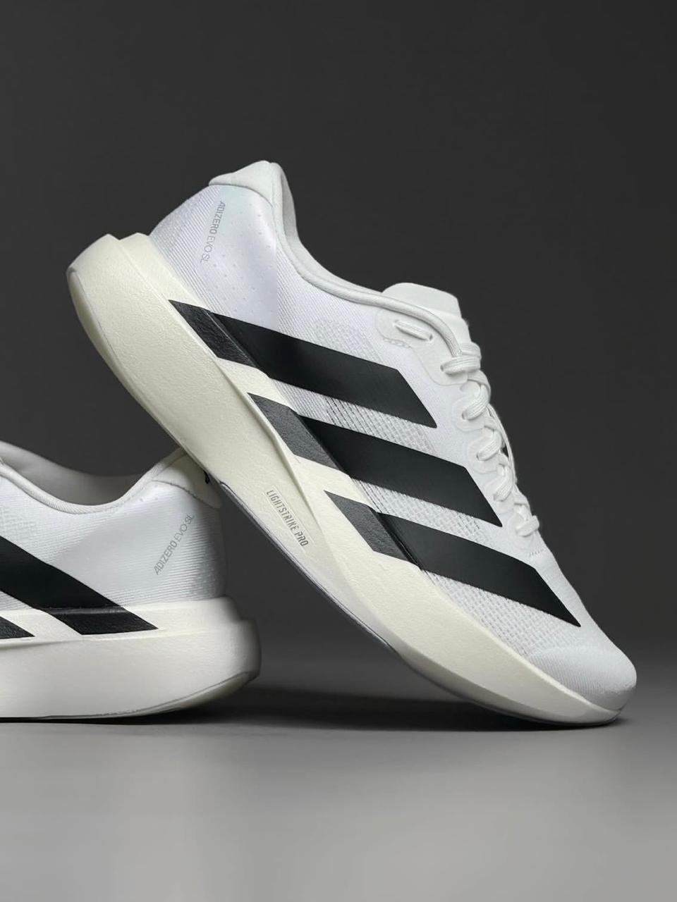 Adidas Adizero EVO SL White with Black Stripes